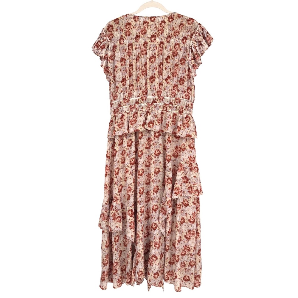 Ulla Johnson Silk Floral Ruffle Midi Dress Sz 14 Ethereal Summer Wedding Luxe - Picture 12 of 16